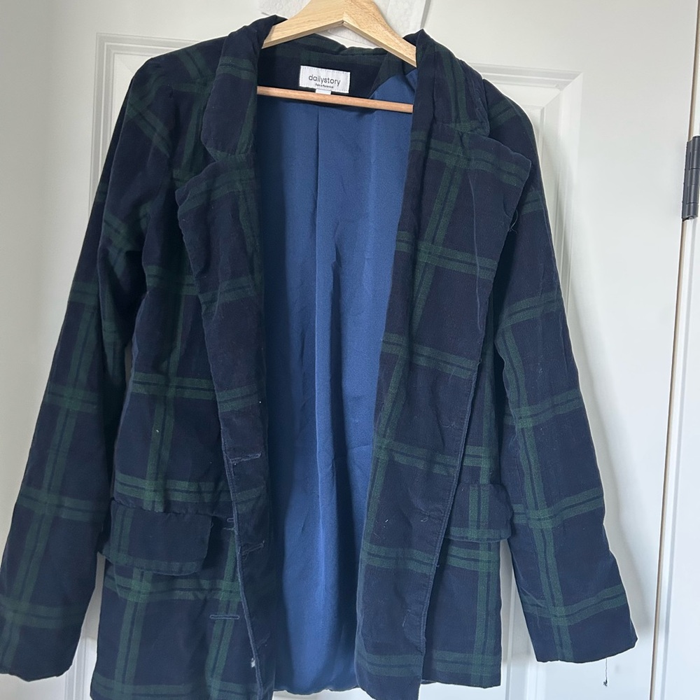 Oxfad | Double-Breasted Plaid Blazer